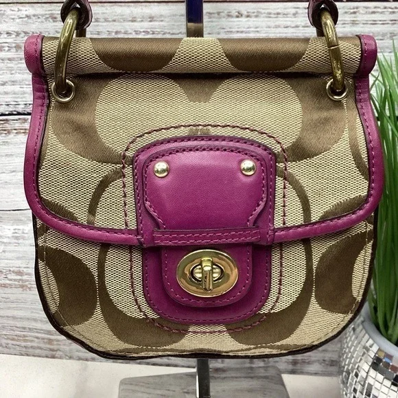 VINTAGE Y2K COACH HAND BAG‎ POPPY MINI WILLIS SIGNATURE CROSSBODY SHOULDER PURSE - Picture 4 of 16